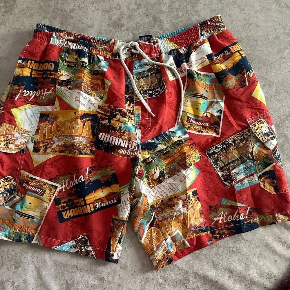 Caribbean‎ Joe Colorful Hawaiian Print Shorts XXL Men’s